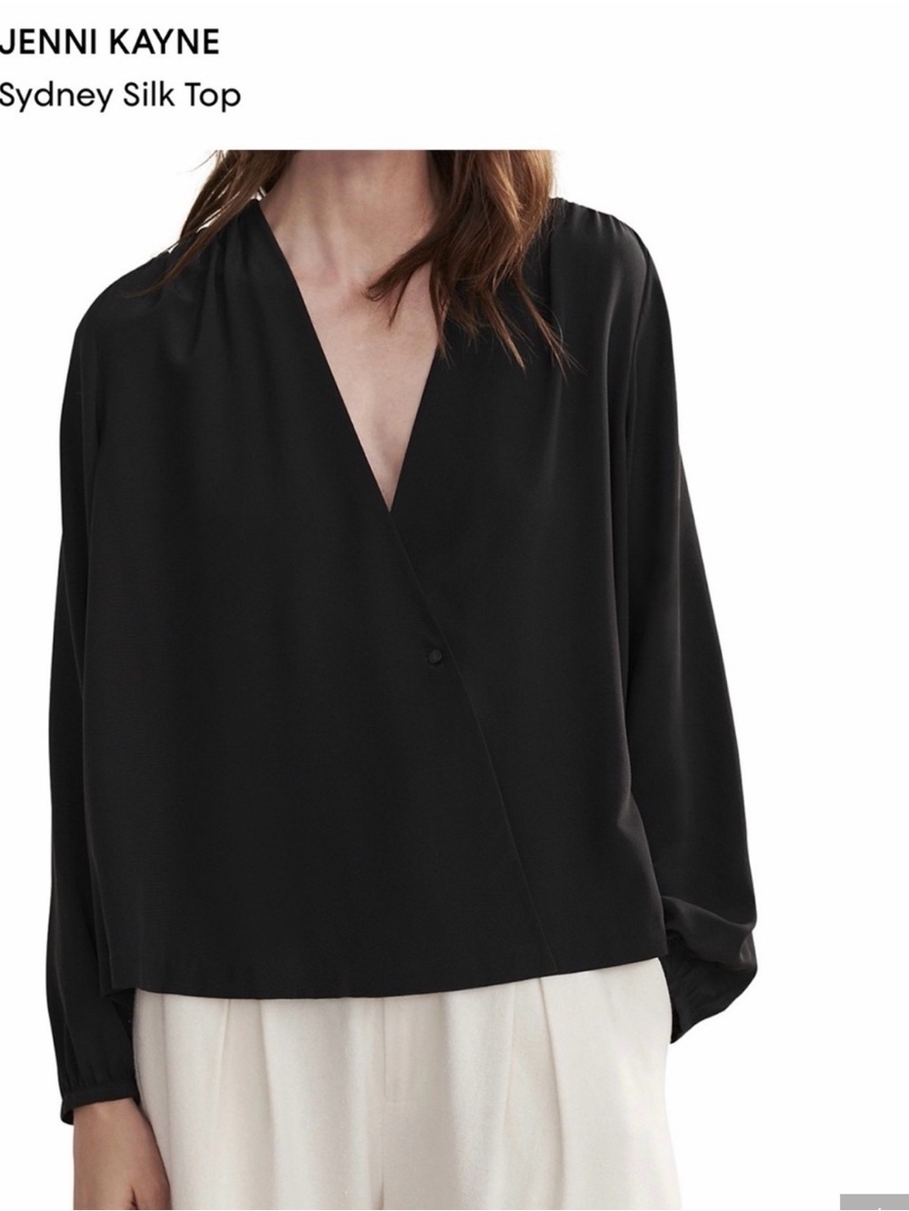 Jenni Kayne Black V-Neck Silk Wrap Blouse